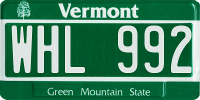 VT license plate WHL992