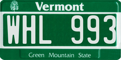 VT license plate WHL993