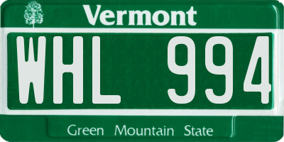 VT license plate WHL994