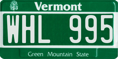 VT license plate WHL995