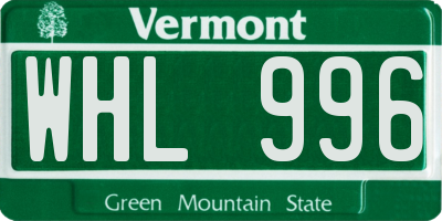 VT license plate WHL996