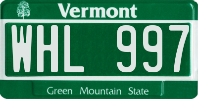VT license plate WHL997