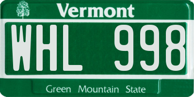 VT license plate WHL998