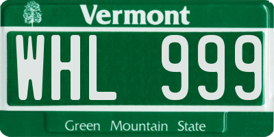 VT license plate WHL999