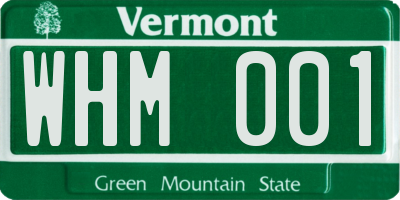 VT license plate WHM001
