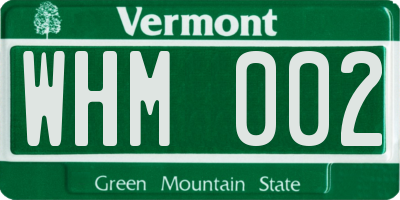 VT license plate WHM002