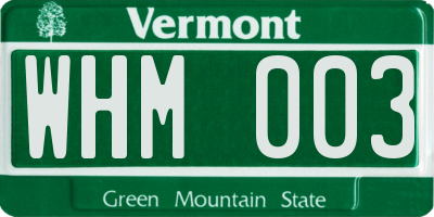 VT license plate WHM003