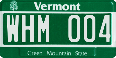 VT license plate WHM004