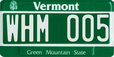 VT license plate WHM005