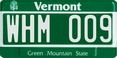VT license plate WHM009