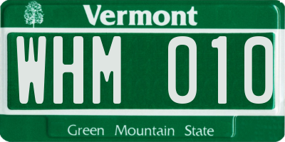 VT license plate WHM010