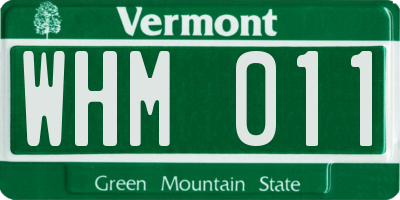 VT license plate WHM011