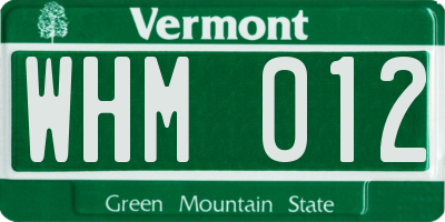 VT license plate WHM012