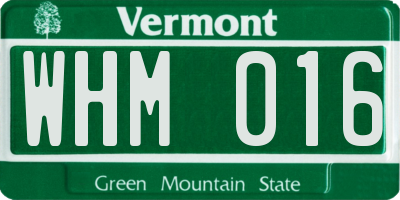 VT license plate WHM016