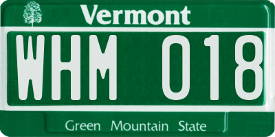 VT license plate WHM018
