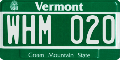 VT license plate WHM020