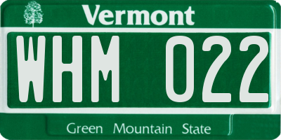 VT license plate WHM022