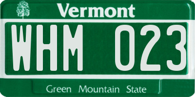 VT license plate WHM023