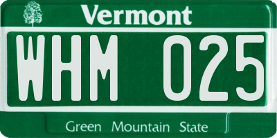 VT license plate WHM025