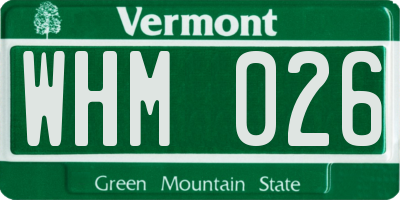 VT license plate WHM026