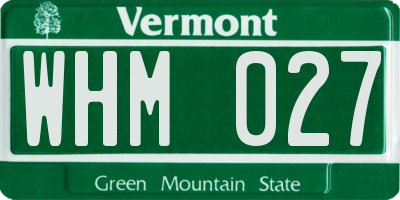 VT license plate WHM027