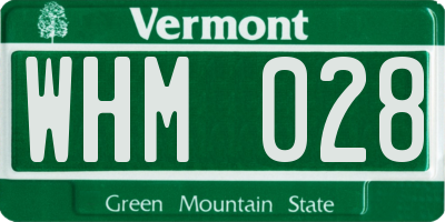 VT license plate WHM028