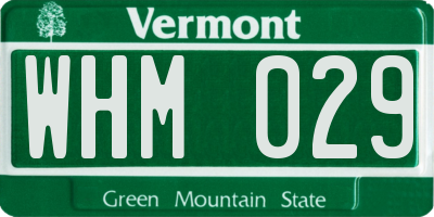 VT license plate WHM029