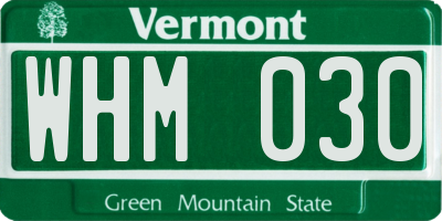 VT license plate WHM030