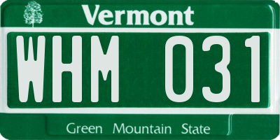 VT license plate WHM031