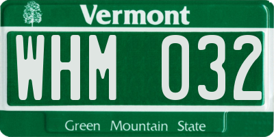 VT license plate WHM032