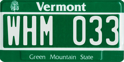 VT license plate WHM033