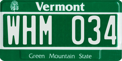 VT license plate WHM034