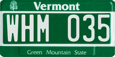 VT license plate WHM035