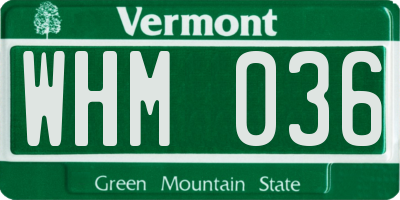 VT license plate WHM036