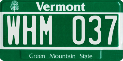 VT license plate WHM037