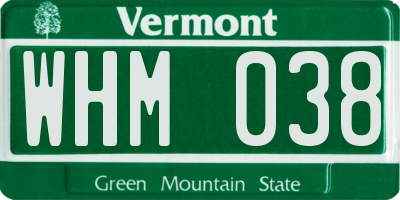 VT license plate WHM038