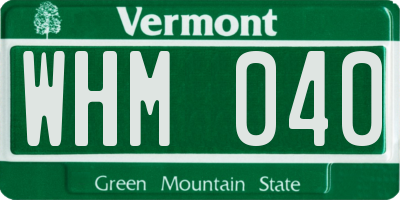 VT license plate WHM040