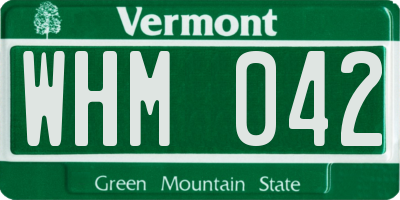 VT license plate WHM042
