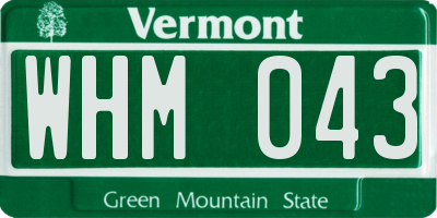 VT license plate WHM043