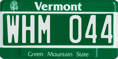 VT license plate WHM044