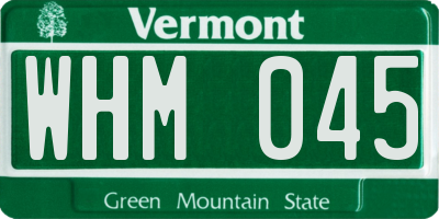 VT license plate WHM045