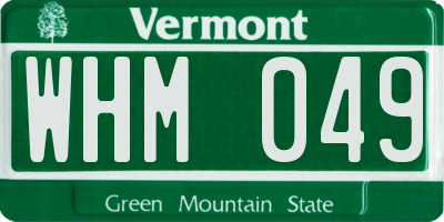 VT license plate WHM049