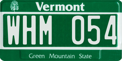 VT license plate WHM054