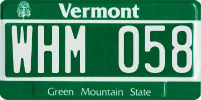 VT license plate WHM058