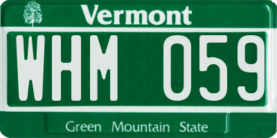 VT license plate WHM059