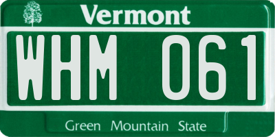 VT license plate WHM061