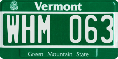 VT license plate WHM063