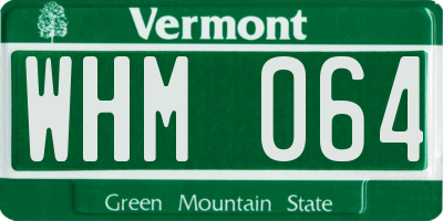 VT license plate WHM064