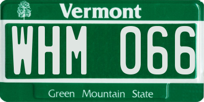 VT license plate WHM066