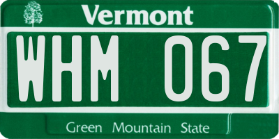 VT license plate WHM067